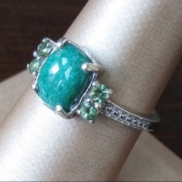 Genuine Turquoise & Apatite Ring - Picture 3 of 3